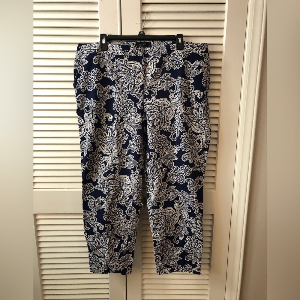 Talbots Hampshire trouser navy and white paisley 18W